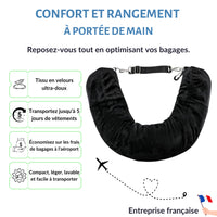 Thumbnail for Coussin de voyage ultra-pratique avec rangement intégré, fabriqué en velours doux, idéal pour transporter jusqu'à 5 jours de vêtements et optimiser vos bagages.